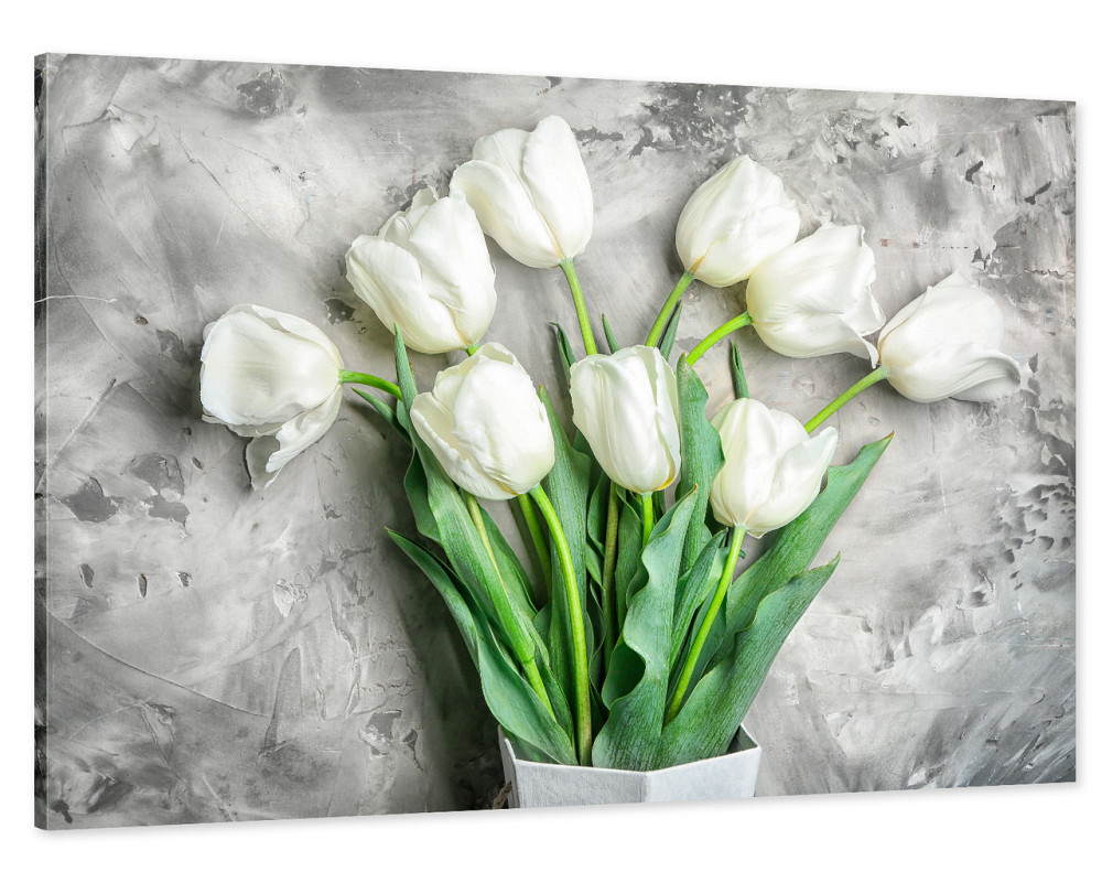 Картина холст у вітальню / спальню Білі тюльпани     MLP_25  ( 60х30см ) 80х160см Київ - фото 1