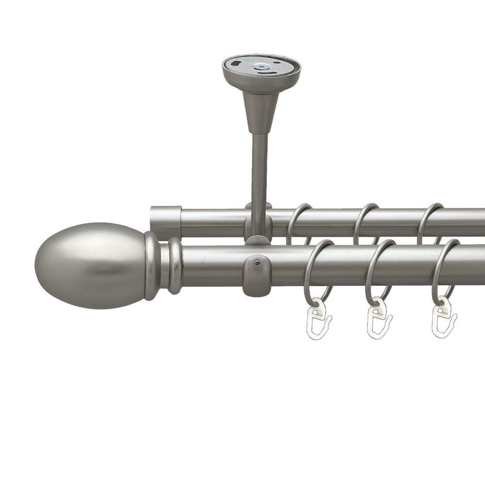 Карниз Orvit Белуно металевий дворядний відкритий до стелі гладка труба кільце металеве Сатин 25\19 мм 300 см (00-00023883) Львів - фото 1