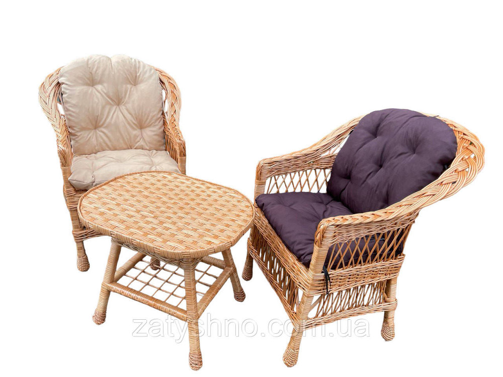 Набор плетеной мебели из лозы на 2 с подушками Киев - изображение 5