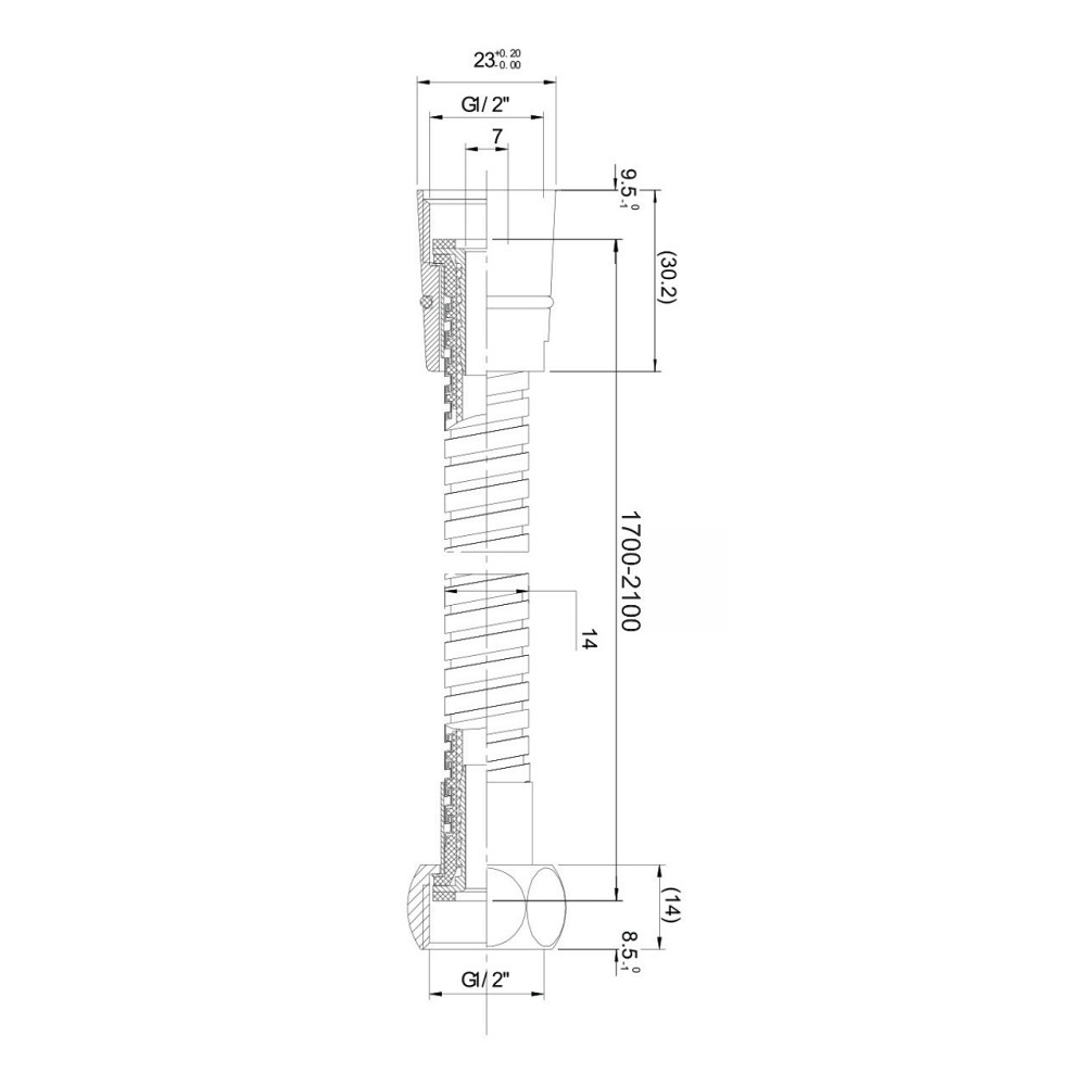 Шланг для душа IMPRESE растягивающийся с двойной оплеткой 1700-2100 мм, anti-twist, черный Киев - изображение 2