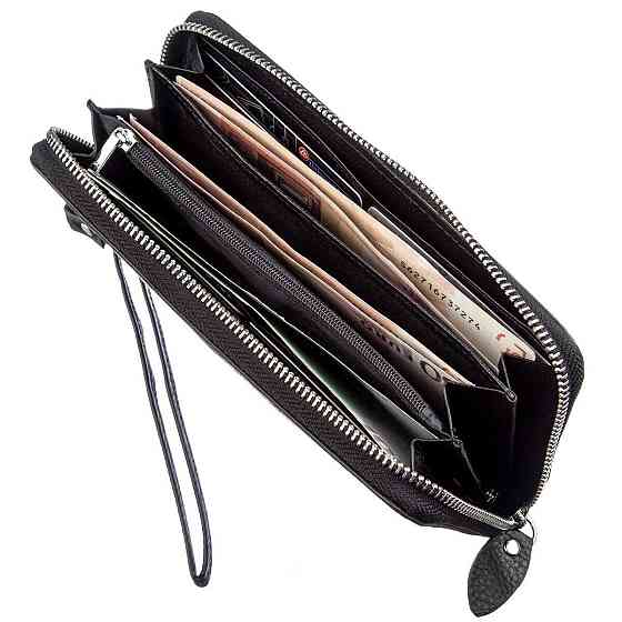 Шкіряний жіночий клатч на блискавці Чорний (ST Leather) Київ