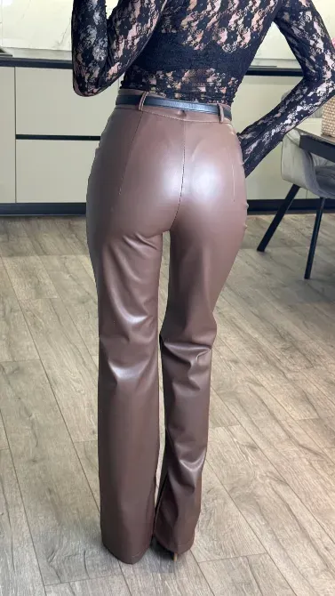 Кожаные брюки с идеальной посадкой и вырезами Одесса - изображение 15