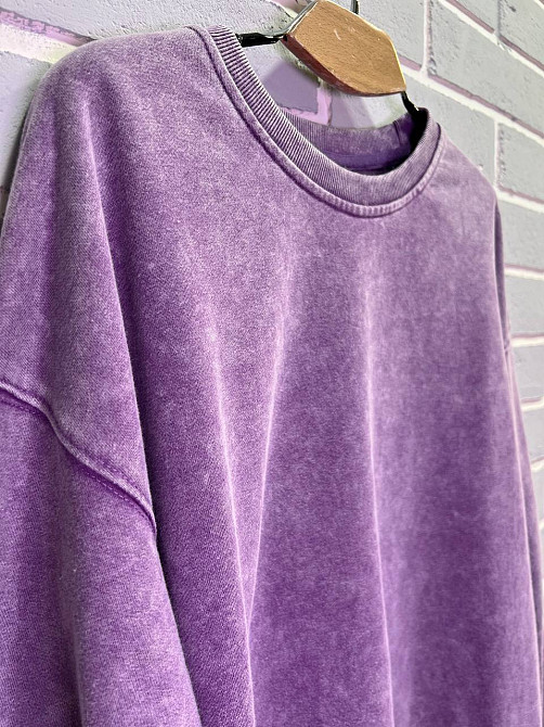 Свитшот женский A-N 25027 оверсайз свободный крой вареный тай-дай средняя длина one size, фиолетовый, one size Киев - изображение 18