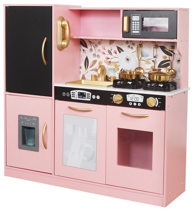 Дитяча дерев'яна ігрова кухня AVKO Ріміні Pink, звукові та світлові ефекти (40011946) для дітей Київ - фото 1