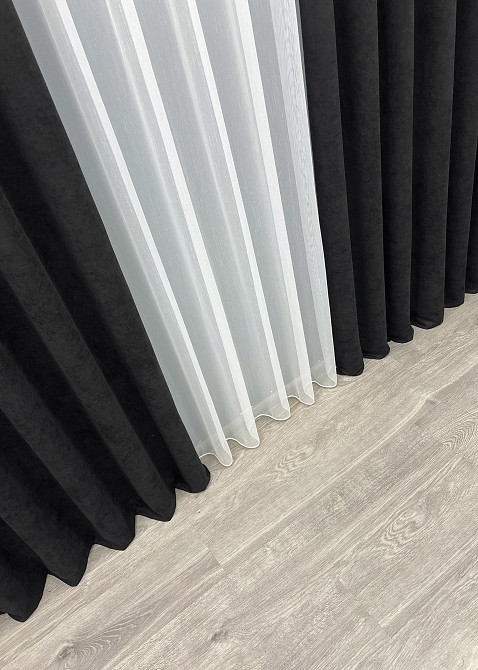 Шторная ткань микровелюр Petek YL цвет черный 2017ш Киев - изображение 5