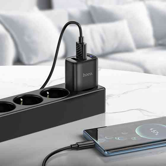 Мережевий зарядний пристрій HOCO C141A Smart dual-port charger Black Одеса
