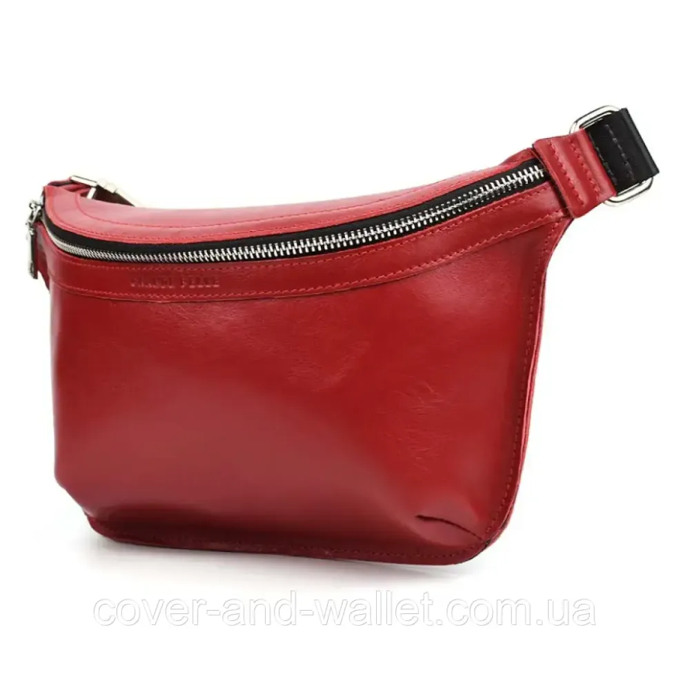Женская поясная сумка бананка красного цвета из итальянской кожи Grande Pelle 743660 Киев - изображение 5