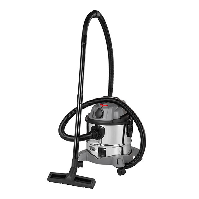 Пилосос будівельний, 1,4 кВт, >17 кПа, бак 20 л нержавіюча сталь 410, розетка, HEPA фільтр, шланг 3 м INTERTOOL DT-1025 Київ - фото 1