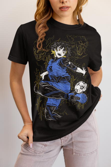 Футболка мужская аниме Йоикхи Ісаги Блуе Локк оверсайз (S/M/L) Черний AnimeJ0778 Днепр - изображение 3