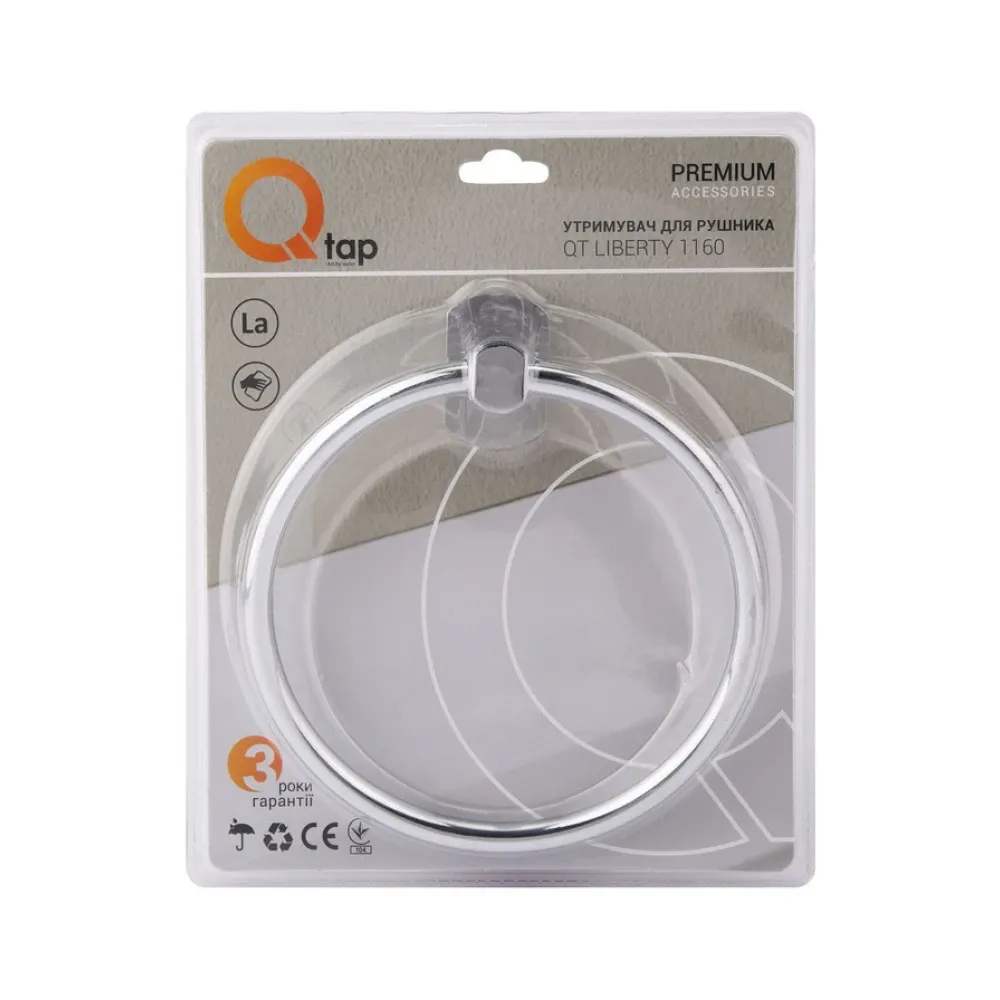 Тримач для рушника Qtap Liberty D 160 мм QTLIBCRM1160 Chrome Київ - фото 8
