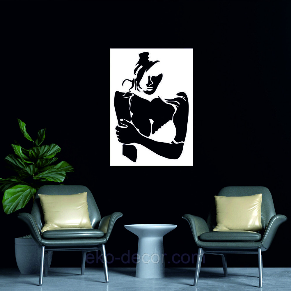 Декоративное настенное Панно «Силуэт женщины», Декор на стену 50*35 см, Белый Киев - изображение 3