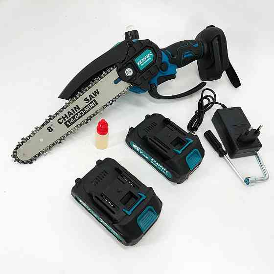 Побутова акумуляторна ланцюгова пила Krafftec 20 см, Компактна ланцюгова пила для дачі JN-48 Івано-Франківськ