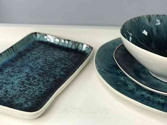 Тарілка прямокутна Olens "Totem" 24*14.5*2cm кераміка синя для дому та ресторанів Київ