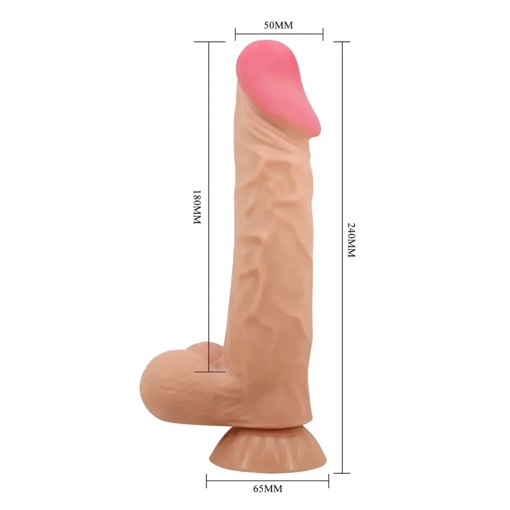 Фаллоимитатор на присоске, с хребтом и эффектом скользящей кожи LyBaile - Flesh Sliding Skin 9,4”, Sex Aura Киев - изображение 9