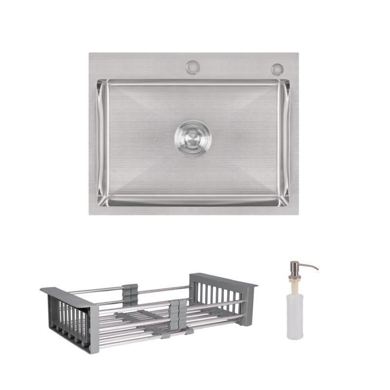Комплект Lidz Handmade H5845 Мойка для кухни интегрированная Brushed в комплекте с дозатором + Lidz K01G Киев - изображение 1