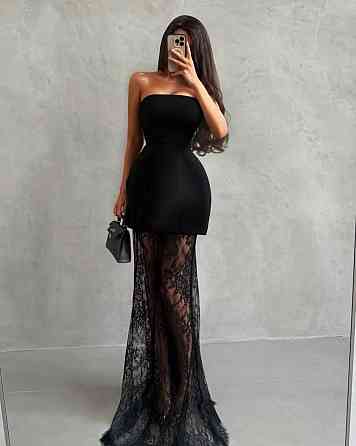 Женское вечернее элегантное платье-юбка   костюмка + нежный гипюр Черный, 44/46 Одесса