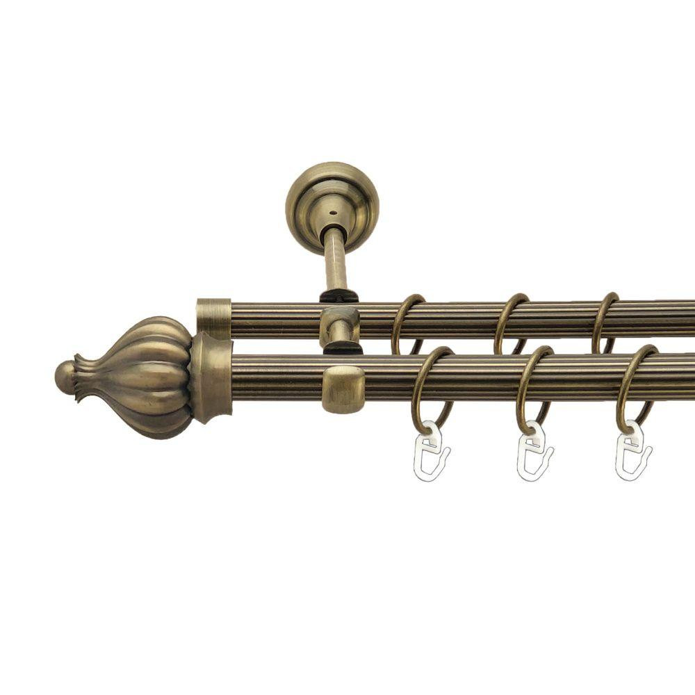 Карниз Orvit Таджа металевий дворядний відкритий рифлена труба кільце металеве Антик 19\16 мм 240 см (00-00017389) Львів - фото 1