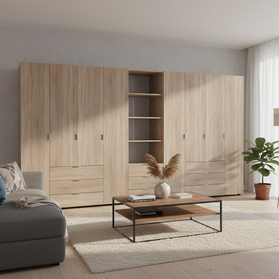 Шафа для одягу Гелар Doros Дуб сонома 4+4ДСП з пеналом 370х49.5х203.4 (DRS-011933) Львів - фото 8