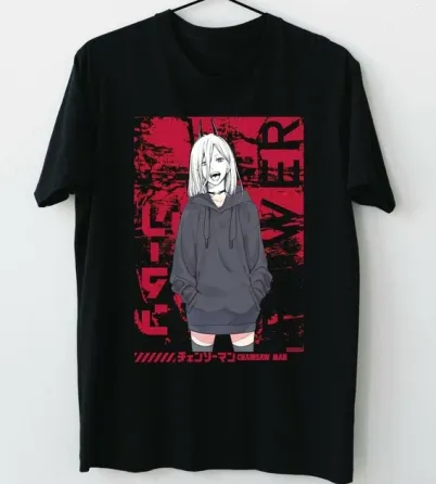 Футболка для хлопчика з аніме принтом Бензопила / Павер оверсайз (зріст від 165 до 180) Чорний AnimeT1021m Дніпро