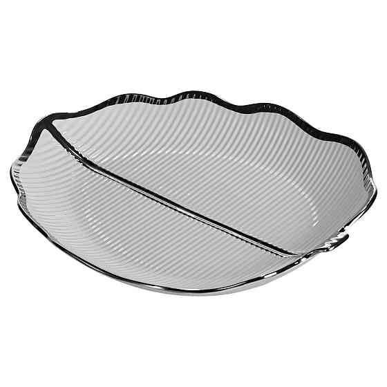 Порцелянове блюдо для сервірування стола у формі листя 41×27×4 (см) блюдо для подавачі закусок Срібло ML6045 Київ