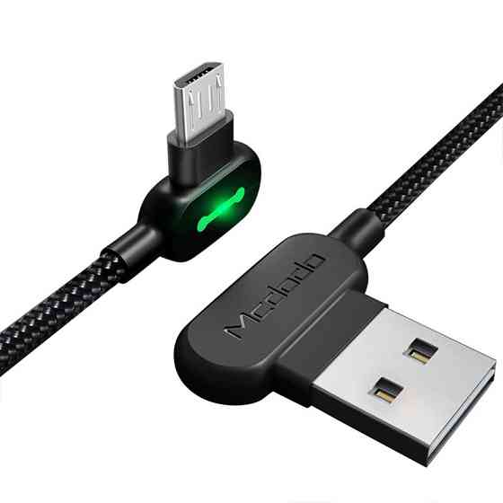 Кабель USB Micro USB Mcdodo з двостороннім USB роз'ємом LED індикацією для заряджання і передачі даних (Чорний, 1.2м) Николаев
