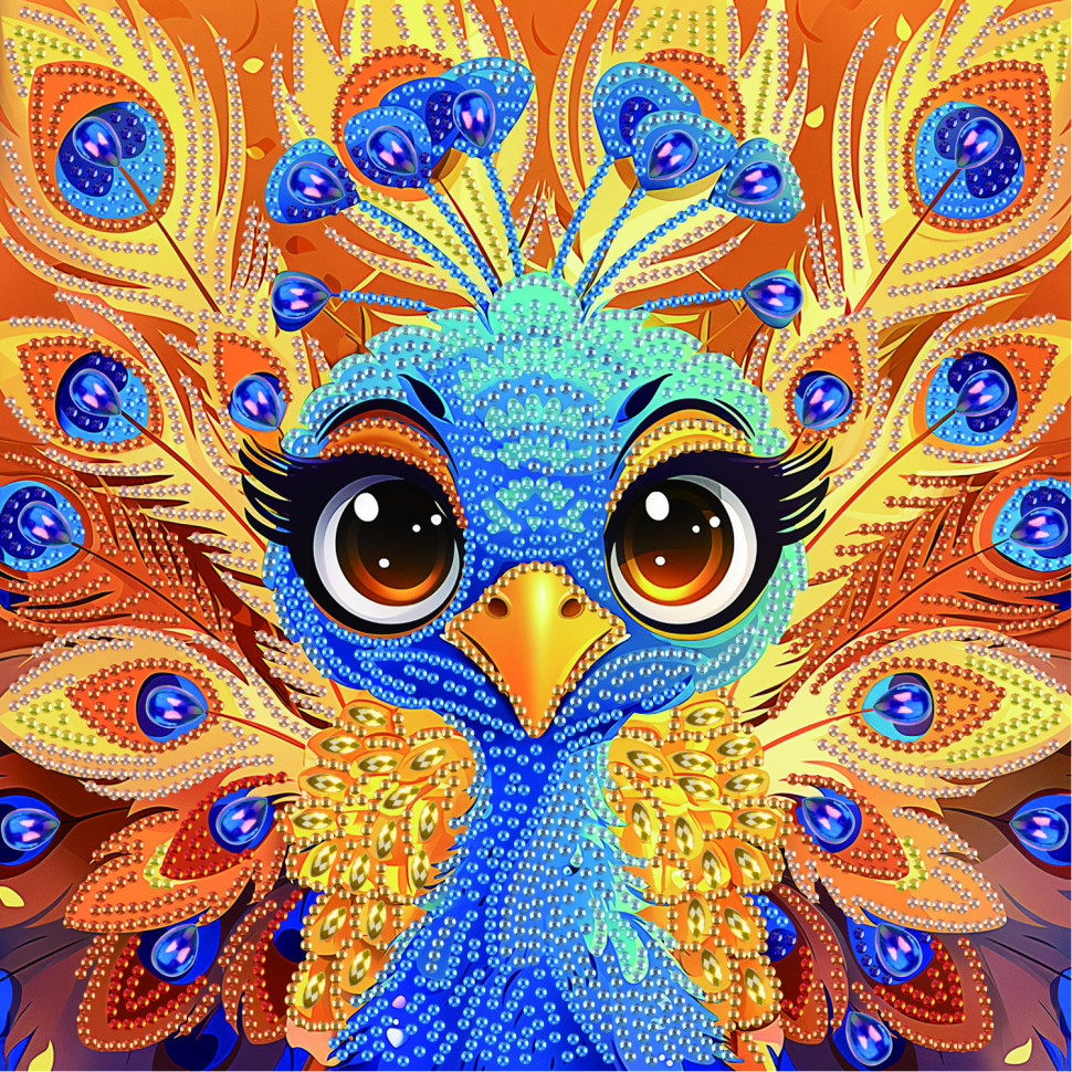 Алмазна мозаїка "Милий павич" BH039 неповна викладка 25х25 см Вінниця - фото 1