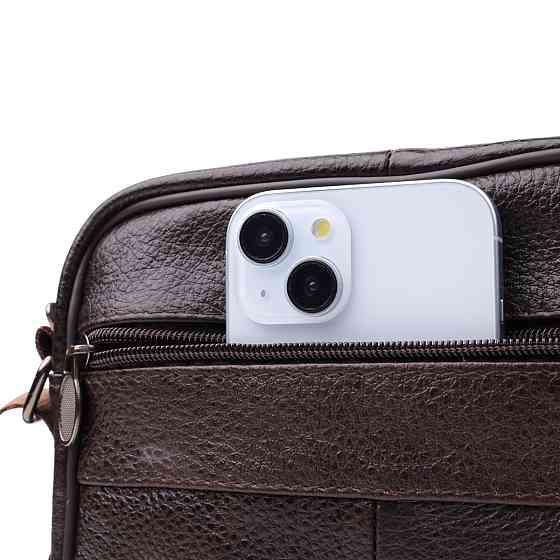 Горизонтальна зручна сумка з ручкою для чоловіків з натуральної шкіри Коричневий (Vintage) Київ