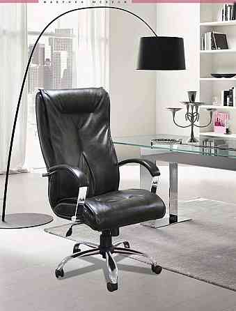 Офісне Крісло Керівника Richman Boston Шкіра Lux Хром М3 MultiBlock Чорний Дніпро