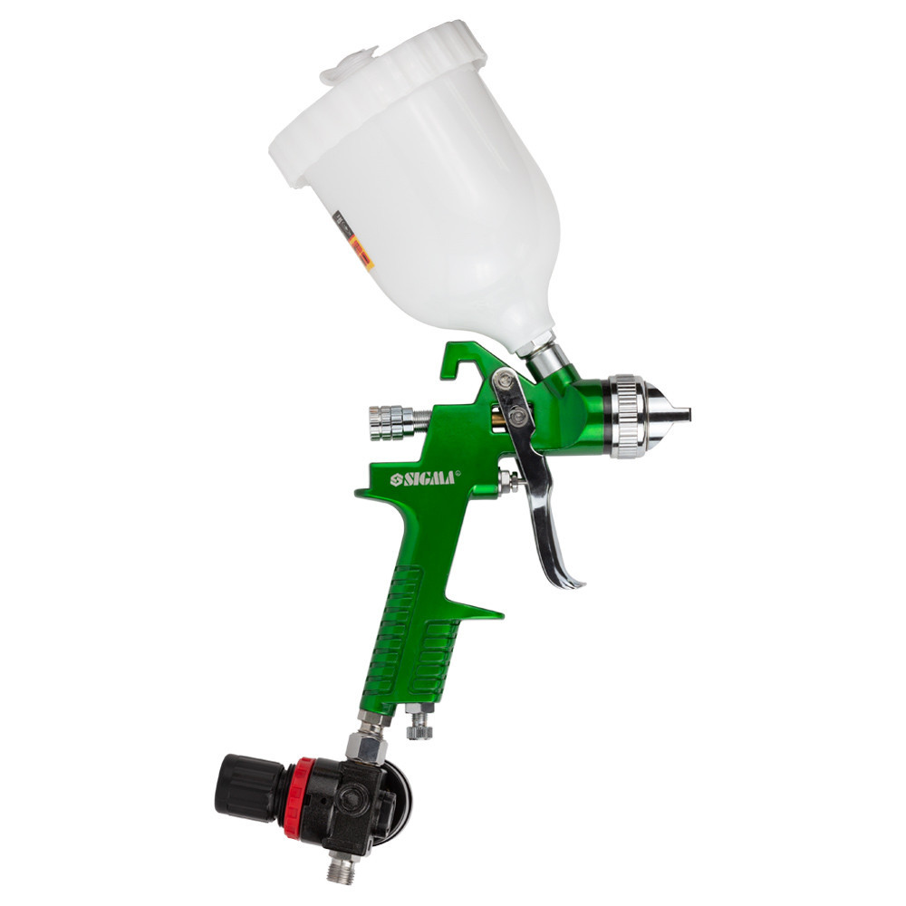 Фарборозпилювач HVLP Ø1.4мм 140-280 л/хв 3бар/б 600 мл (пласт) + редуктор зелений SIGMA (6812081) Київ - фото 2