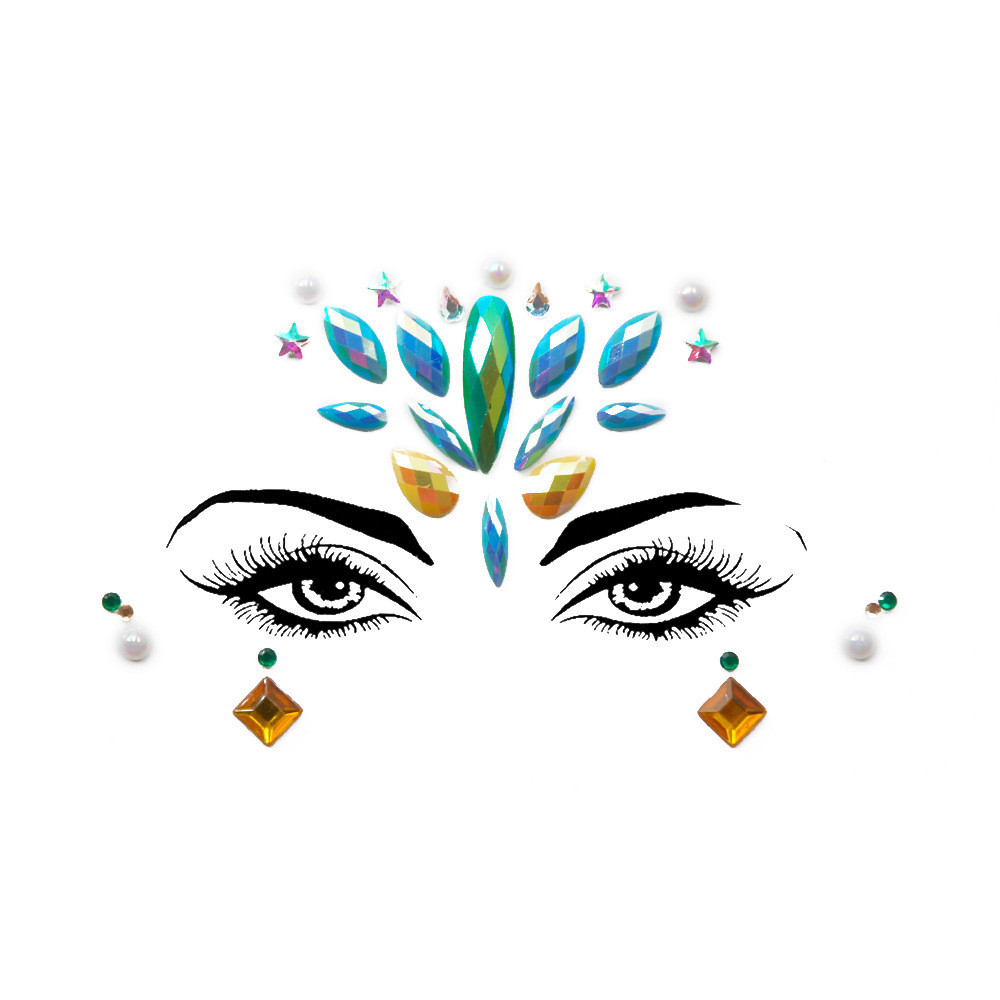 Стрази для обличчя самоклеючі one size блакитно-жовтий Київ - фото 1