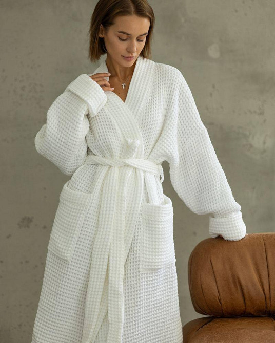 Жіночий халат з вафельної натуральної тканини Харків - фото 1