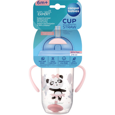 Поильник-непроливайка Canpol babies Exotic Animals с трубочкой и утяжелителем 270 мл Розовая (56/606_pin) Винница - изображение 4