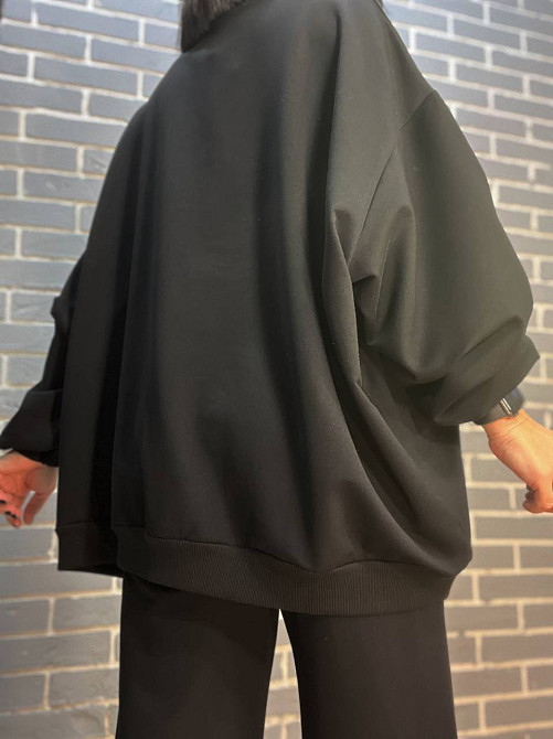 Костюм жіночий MY CITY 3044-8286 світшот широкий оверсайз та брюки палаццо зі стрілкою, чорний, L Одеса - фото 3