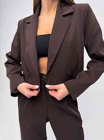 Жіночий трендовий повсякденний жакет креп-костюмка + підкладка Шоколад, 42/44 Одеса