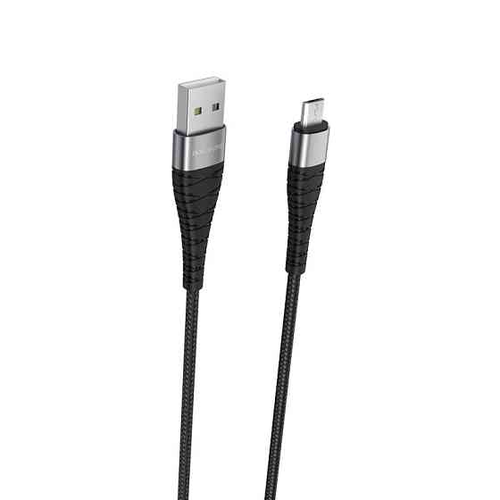 Кабель BOROFONE BX32 USB to Micro 2.4A, 1m, nylon, aluminum+TPE connectors, Black Київ