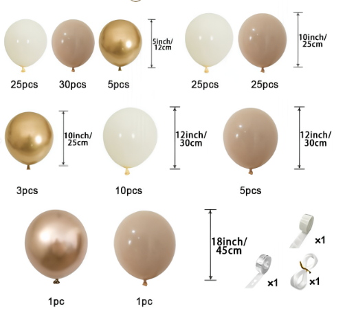 Набір повітряних куль «Золоті рум'яна», прикраса для весілля, дня народження, вечірки Кам'янець-Подільський