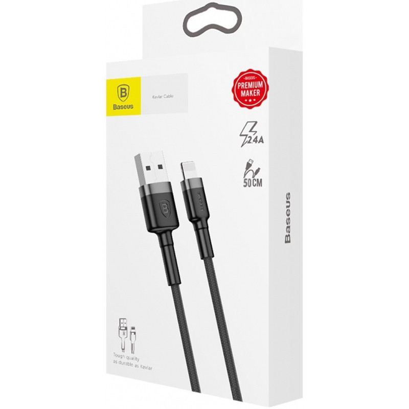 Кабель USB Baseus Cafule Lightning (CALKLF-AG1) Grey/Black 0.5m Рівне - фото 3