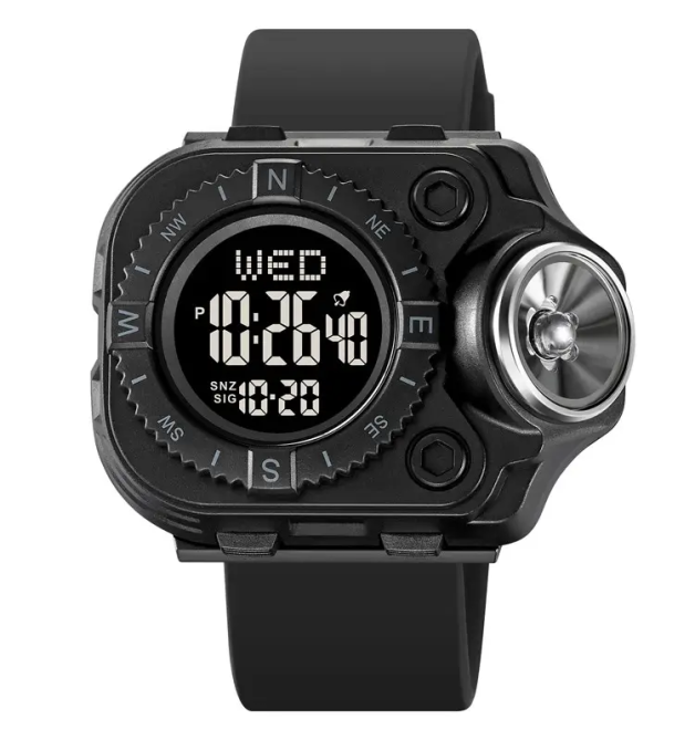 Чоловічий наручний годинник з ліхтарем Skmei 2187 Чорний з чорним циферблатом Київ - фото 1