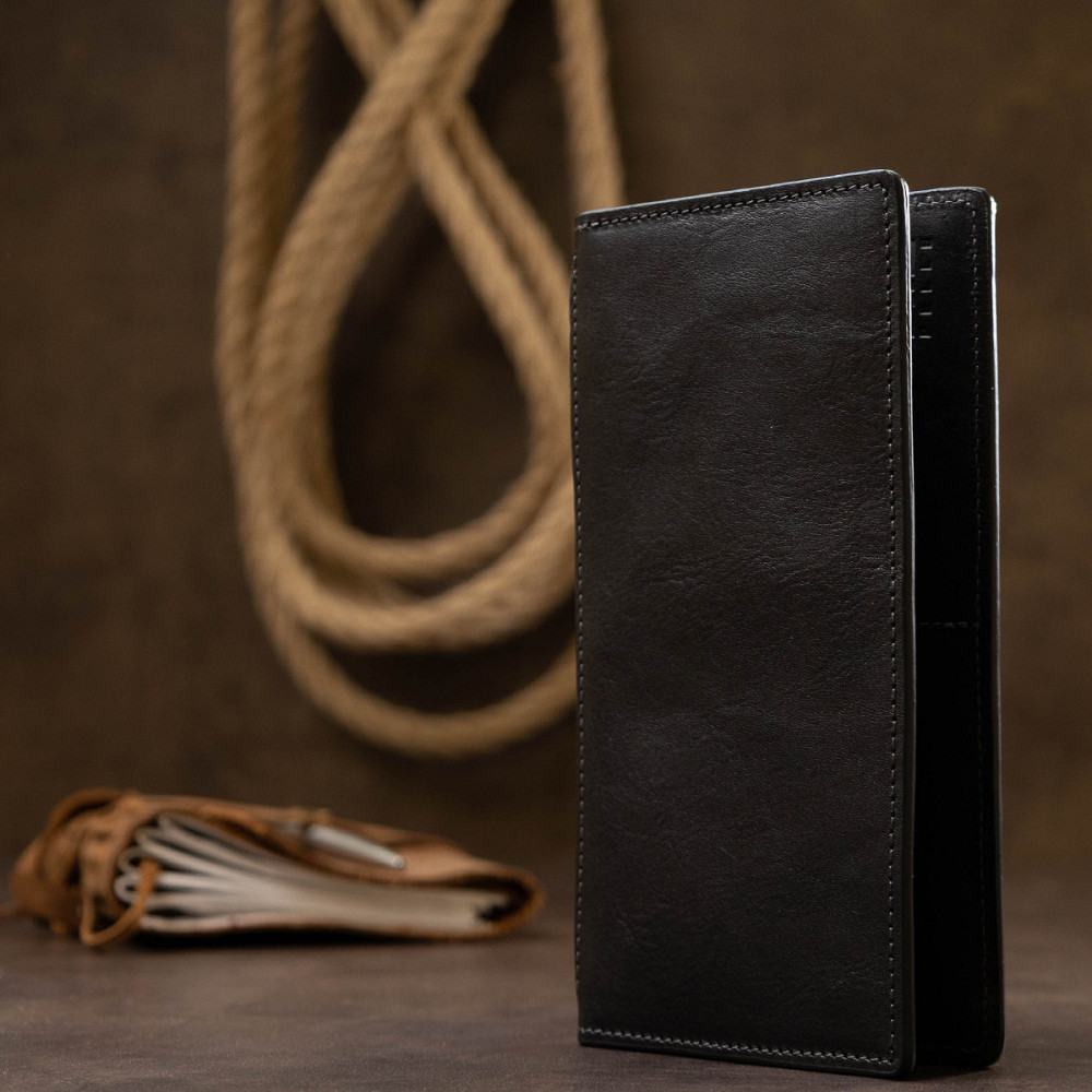 Оригинальное кожаное портмоне унисекс GRANDE PELLE 11513 Черный Киев - изображение 10