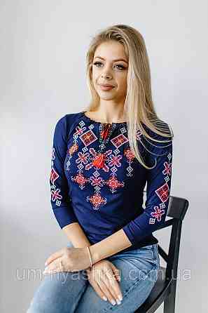 Вишиванка жіноча трикотажна з рукавом 3/4 "Зоряна ніч" Кривий Ріг