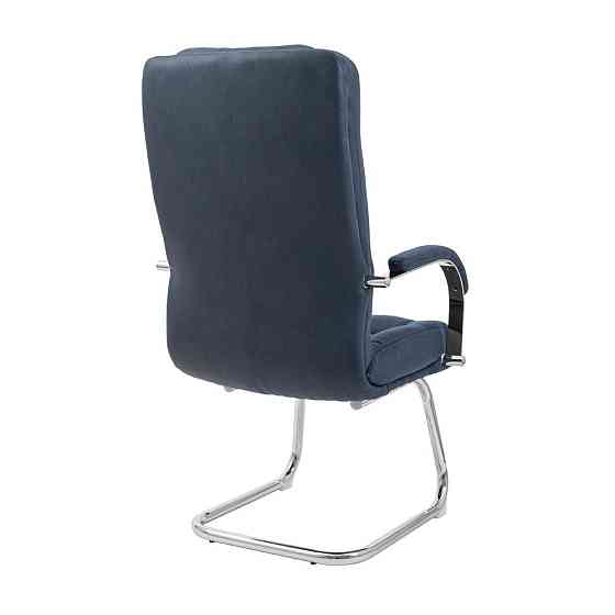 Офісне Конференційне Крісло Alberto Antares Nevi з вишивкою CF Хром Синій Київ