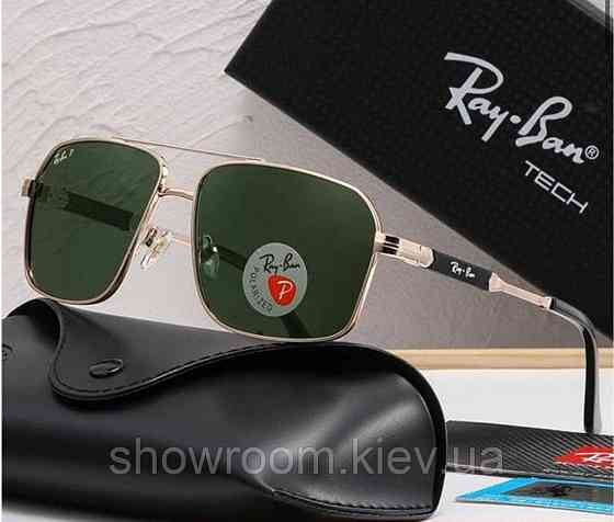 Солнцезащитные брендовые очки Ray Ban (58548) polaroid золотые Киев