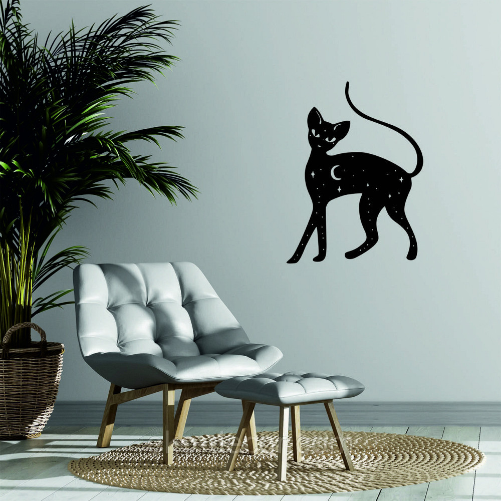 Декоративное настенное 3D Панно «Кот» Декор на стену с объемом 70*52 см, Черный Киев - изображение 3