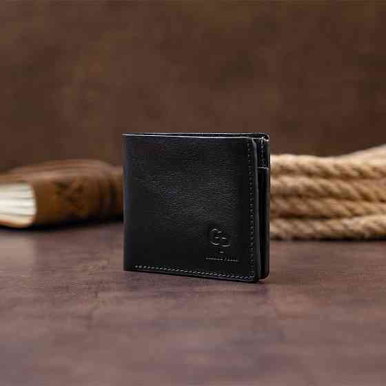 Портмоне вертикальное с круглым магнитом на два отделения GRANDE PELLE 11306 Черное Киев