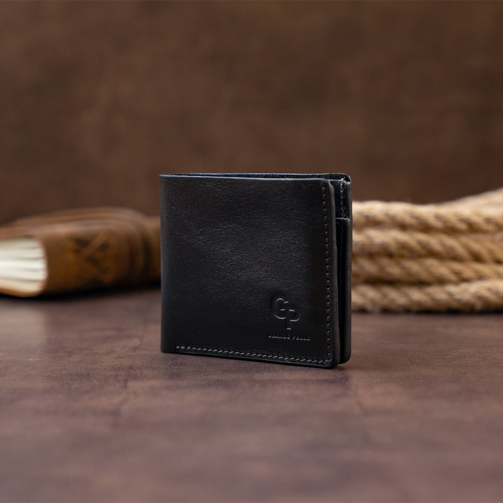 Портмоне вертикальное с круглым магнитом на два отделения GRANDE PELLE 11306 Черное Киев - изображение 5