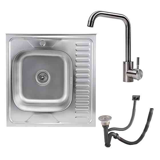 КОМПЛЕКТ мийка накладна 6060 САТИН "L" 0,7/160 TM Valeso + змішувач NS02A Valeso Коломыя