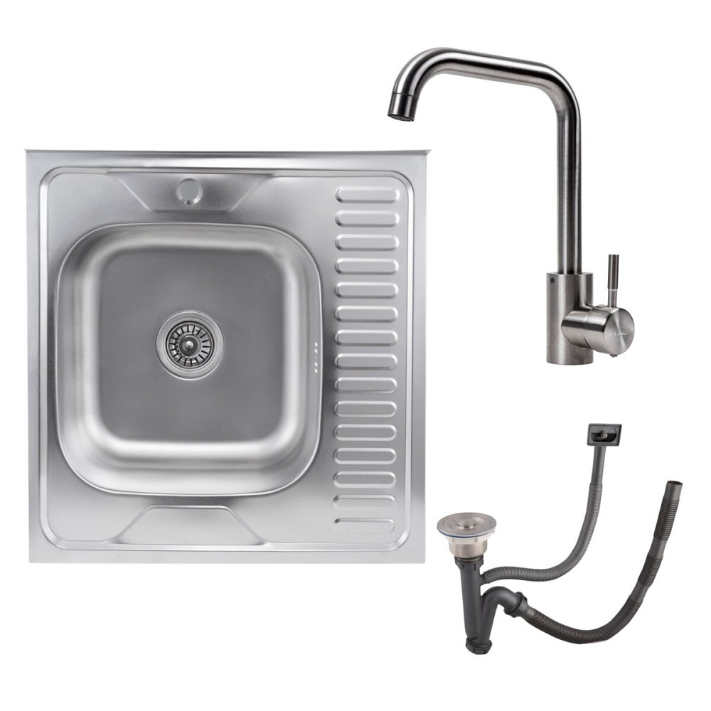 КОМПЛЕКТ мийка накладна 6060 САТИН "L" 0,7/160 TM Valeso + змішувач NS02A Valeso Коломыя - изображение 1