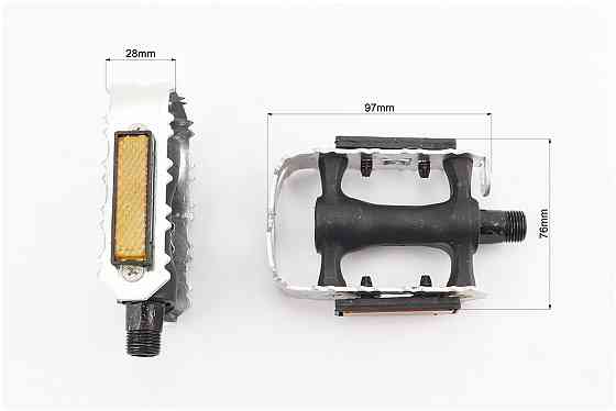 Педалі MTB 9/16" (95x65x30mm) пластико-алюмінієві, сріблясто-чорні (без підшипників) Київ