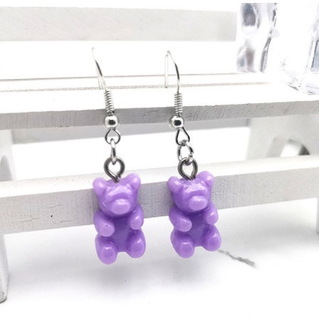 Дитячі сережки-пуссети червоні у вигляді мультяшного ведмедя, розмір 1,6*1см, смола Київ - фото 1