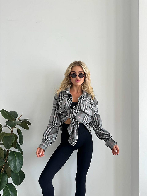 Жіноча тепла оверсайз сорочка в клітинку фланель 48/52 Одеса - фото 6